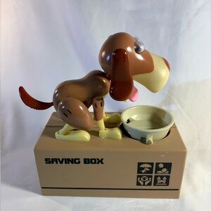 Hungry Dog Piggy Bank Brown & White